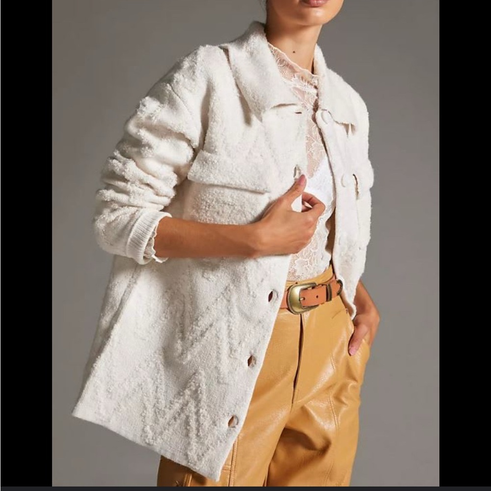 Anthropologie Cream Textured Women's sweater Jacket